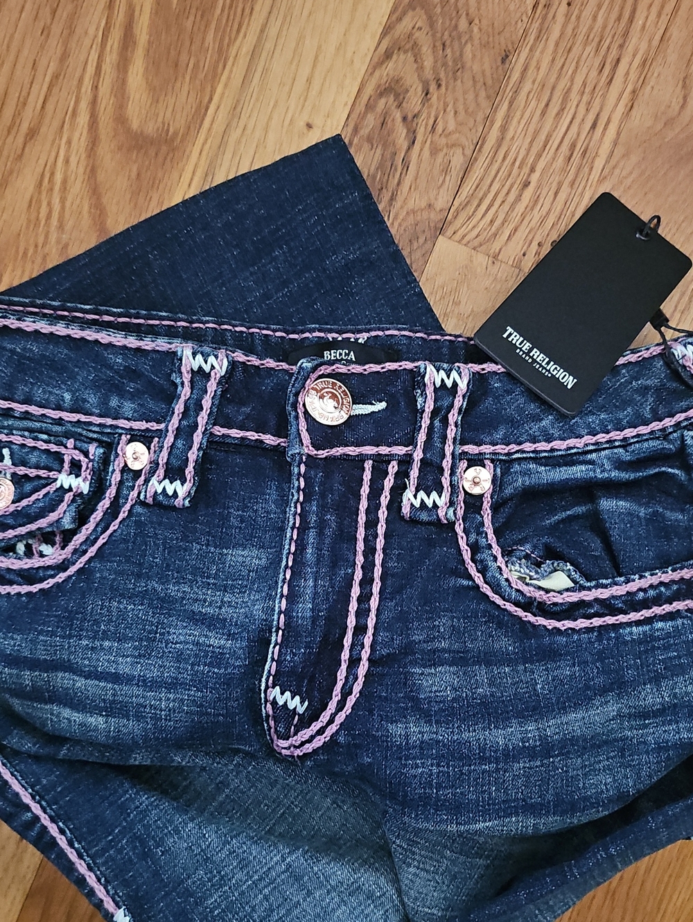 NWT True Religion Becca Bootcut Flap Rope Stitch Jeans Jazz Lounge Size 27 - Picture 2 of 6